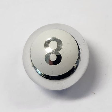 BICYCLE PARTS - VALVE CAP, SILVER 8 BALL, ALLOY ANODISED, A/V (SOLD INDIVIDUALLY)