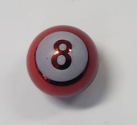 BICYCLE PARTS - VALVE CAP, RED 8 BALL, ALLOY ANODISED, A/V (SOLD INDIVIDUALLY)