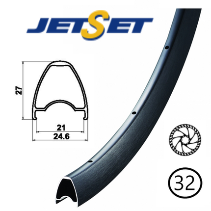 BICYCLE PARTS - RIM 700C X 21MM - JETSET JS - 919 - 32H - (622 X 21) - PRESTA VALVE - DISC BRAKE - D/W - BLACK - (TUBELESS READY) - QUALITY JETSET RIM MADE IN TAIWAN (ERD 583)