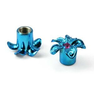BICYCLE PARTS - VALVE CAP - FLOWER BLUE FOR A/V (SOLD INDIVIDUALLY)