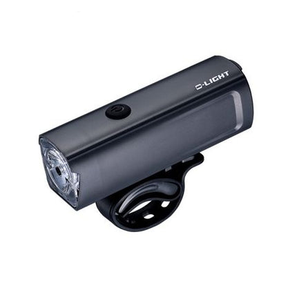 BICYCLE PARTS - FRONT LIGHT - 4 FUNCTION, 400 LUMEN, 1 WHITE LED, BLACK, W/BRACKET, USB CABLE RECHARGABLE, LI - BATTERY INCLUDED, W/D.LIGHT LOGO