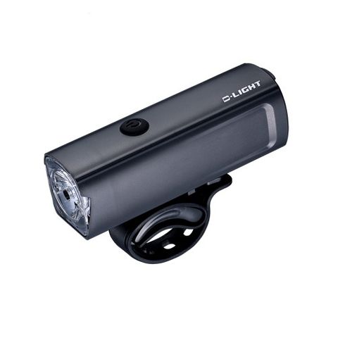 BICYCLE PARTS - FRONT LIGHT - 4 FUNCTION, 400 LUMEN, 1 WHITE LED, BLACK, W/BRACKET, USB CABLE RECHARGABLE, LI - BATTERY INCLUDED, W/D.LIGHT LOGO