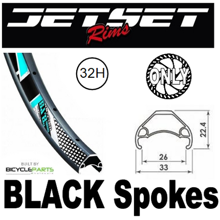 Mach1 WHEEL - 29ER JETSET HC - E331 32H P/j MATT BLACK RIM, FRONT 15MM T/a (100MM OLD) 6 BOLT DISC SEALED NOVATEC LIGHT WEIGHT BLACK HUB, MACH 1 BLACK