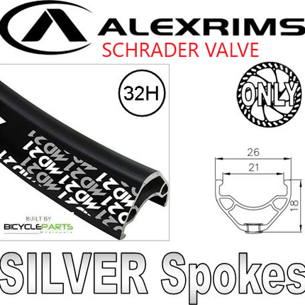 Alex Rims 29er MD21 Bicycle Wheel Black Rim Silver Spokes Novatec Hub Centerlock Disc Schrader Valve 8-11 Speed QR 135mm