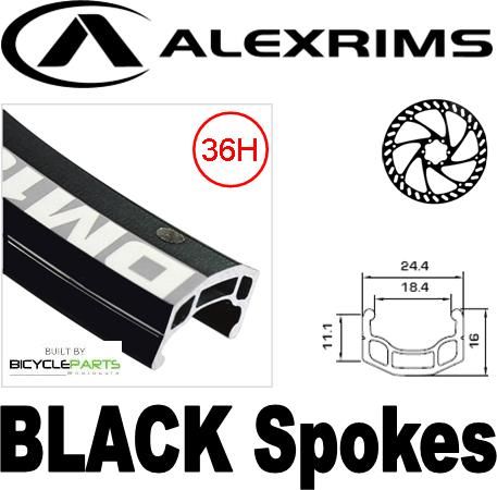 Alex Rims Alexrims 24 Inch Rear Wheel 36H Black Rim Disc Brake Compatible With 6-Bolt Hub For Mountain Bikes