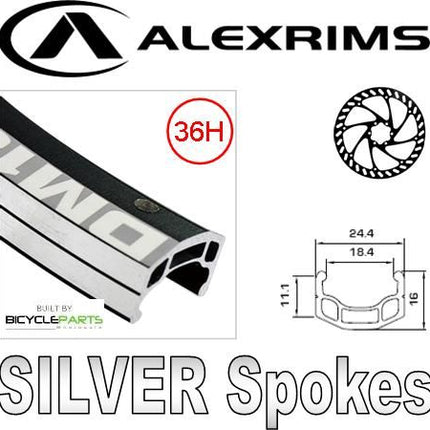 Alex Rims Alexrims 700C DM18 Bicycle Wheel Rim Black With Silver Spokes 36 Hole Disc Brake Compatible For All-mountain Mountain Road Cycling
