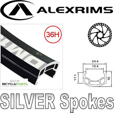 Alex Rims Alexrims 24 Inch DM 18 D/w Black Rim Cycling Wheel With Silver Spokes And Disc Brake Mount - 36H