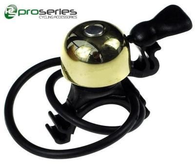 BICYCLE PARTS - BELL, FLICK TYPE, MINI SIZE, BRASS TOP, 23MM, WITH 2 X O RINGS FOR BAR SIZE 19.2 - 31.8MM, DISPLAY CARD