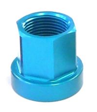 BICYCLE PARTS - ALLOY HUB AXLE NUT - M14, FLANGE TYPE, BLUE
