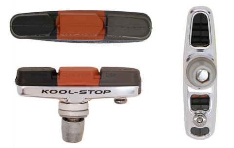 BICYCLE PARTS - BRAKE PAD - KOOL STOP - CROSS PAD - THREADED LIGHT WEIGHT SILVER HOLDER - KS - CXT