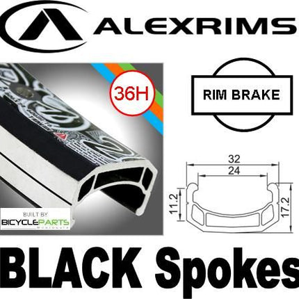 Alex Rims Alexrims 20 Inch Black Rim Brake Wheel With Silver Hub And Black Spokes - 36H DM24 Alloy For Cycling Enthusiasts