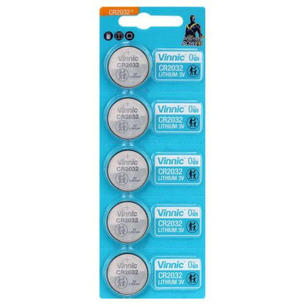 BICYCLE PARTS - BATTERY - 3V BUTTON CELL, LITHIUM, CR2032, AUSTRALIAN STANDARDS APPROVED PACKAGING - 5 PIECES PER CARD