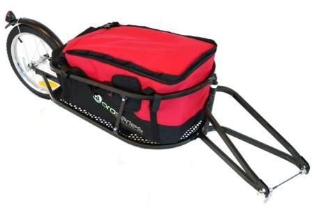 Cargo Trailer Bike Trailer Single Wheel Black Red Bag 90L 40kg Capacity Steel Frame Cycling Accessories