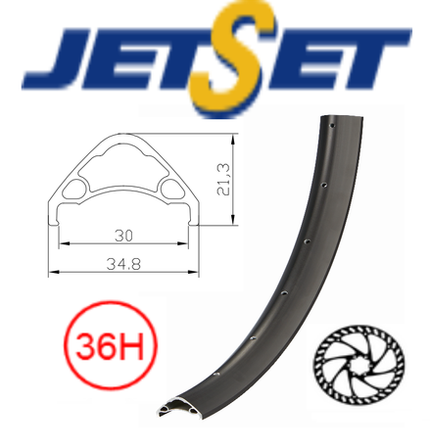 BICYCLE PARTS - RIM 29ER X 30MM - JETSET AE - 30 - 36H - (622 X 30) - PRESTA VALVE - DISC BRAKE - D/W - TUBELESS READY - BLACK - (735G) QUALITY JETSET RIM MADE IN TAIWAN(ERD 593)
