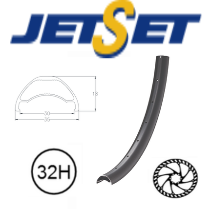 BICYCLE PARTS - RIM 29ER X 30MM - JETSET AM - 30 - 32H - (622 X 30) - PRESTA VALVE - DISC BRAKE - D/W - TUBELESS READY - BLACK - (489G) QUALITY JETSET RIM MADE IN TAIWAN (ERD 598)