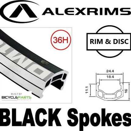 Alex Rims Alexrims DM18 26" Black Aluminum Wheel Rim 36H Front Hub Disc Brake Compatible Cycling Parts For Mountain Bikes