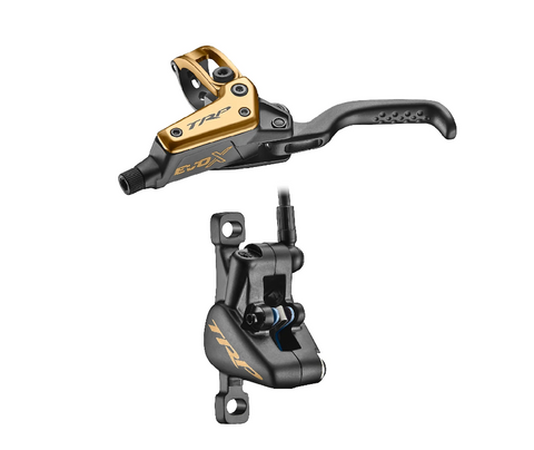 BICYCLE PARTS - TRP DHR EVO X FRONT, DISC BRAKE SET, FRONT, FOR RIGHT HAND, ALLOY, HYDRAULIC 2 - PISTON. GOLD (USES 1.8MM ROTOR ONLY - ROTOR NOT INCLUDED)