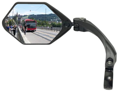 BICYCLE PARTS - MIRROR, FOR DIA 21 - 26MM H/BAR, FOR LEFT HAND SIDE ONLY, 109MM WIDE, 86MM HEIGHT