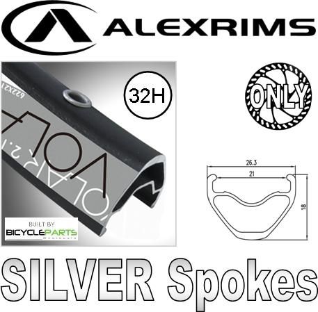 Alex Rims WHEEL - 29ER ALEX VOLAR 2.1 32H S/j BLACK RIM, FRONT Q/r (110MM OLD) 6 BOLT DISC SEALED NOVATEC BLACK HUB, SILVER SPOKES