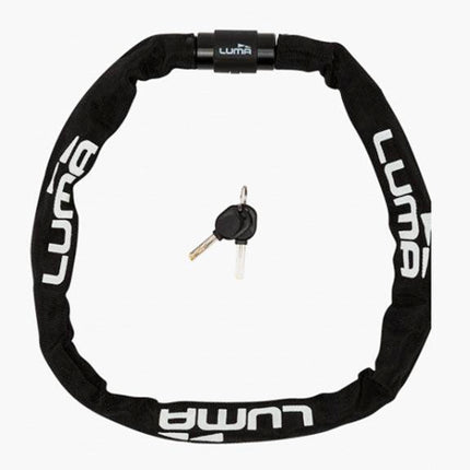 Luma Alpha 6 Plus Chain Lock 6mm X 950mm Heavy Duty Security Lock Black With White Writing For Bikes Scooters Motorcycles