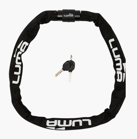 Luma Alpha 6 Plus Chain Lock 6mm X 950mm Heavy Duty Security Lock Black With White Writing For Bikes Scooters Motorcycles