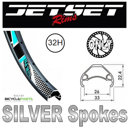 Mach1 MACH 1 29er Jetset HC Bicycle Wheel - Matt Black Rim, Black Hub, Silver Spokes - 12mm Thru Axle (142mm OLD) 6 Bolt Disc - E331 32H