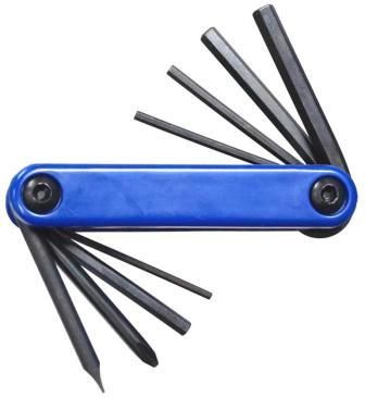 BICYCLE PARTS - TOOL SET FOLDING TYPE BLUE, 8 FUNCTIONS, 2/2.5/3/4/5/6/+/ - MADE IN TAIWAN