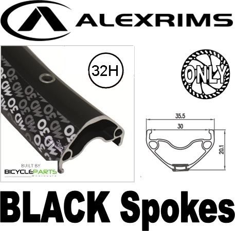 Alex Rims Alexrims 29er MD30 Bicycle Rim Black 30mm Width 32 Hole Disc Brake 6 Bolt Hub For 8/11 Speed 142mm Thru Axle Mountain Bike