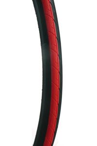 BICYCLE PARTS - TYRE 700 X 23C BLACK/RED WITH KEVLAR PUNCTURE PROTECTION, WIRE BEAD 120PSI, TAIWAN PREMIUM TYRE (23 - 622)