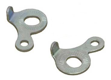 BICYCLE PARTS - SAFETY WASHER - L & R, FOR FRONT FORK, WITH TABS FOR RACK OR MUD GUARD EYELETS.