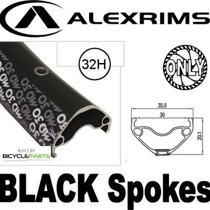 Alex Rims Alexrims MD30 27.5 Inch 650B Lightweight Black Aluminum Disc Brake Mountain Bike Rim With 32 Holes And Novatec Hub - Ideal For Off-road Cycl