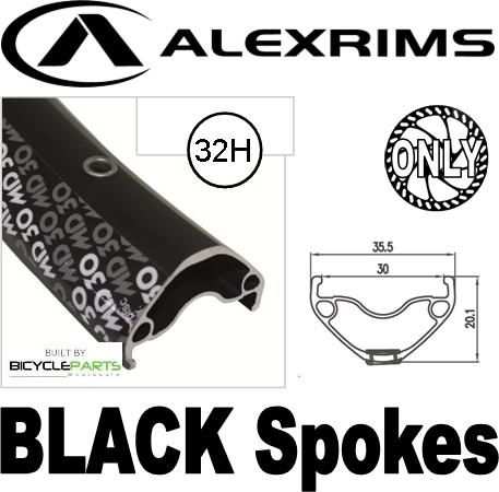 Alex Rims Alexrims MD30 27.5 Inch 650B Lightweight Black Aluminum Disc Brake Mountain Bike Rim With 32 Holes And Novatec Hub - Ideal For Off-road Cycl