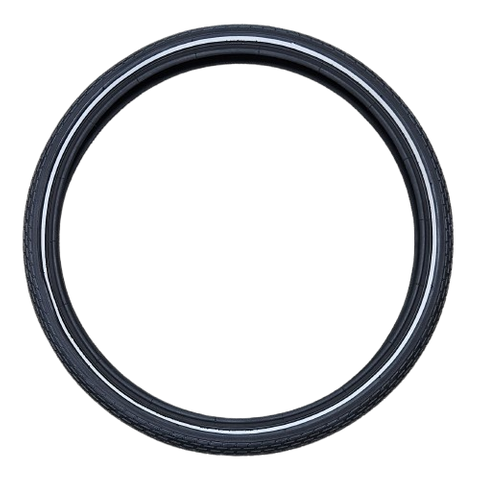 BICYCLE PARTS - TYRE 20 X 1.75 BLACK WITH REFLECTIVE STRIP (47 - 406)