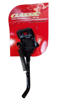 BICYCLE PARTS - KICKSTAND STEEL BLACK, REAR AXLE TYPE, FOR 12