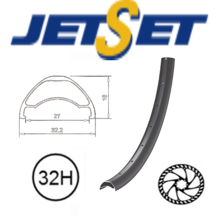 BICYCLE PARTS - A RIM 27.5/650B X 27MM - JETSET AM - 27 - 32H - (584 X 27) - PRESTA VALVE - DISC BRAKE - D/W - TUBELESS READY - BLACK - (473G) QUALITY JETSET RIM MADE IN TAIWAN