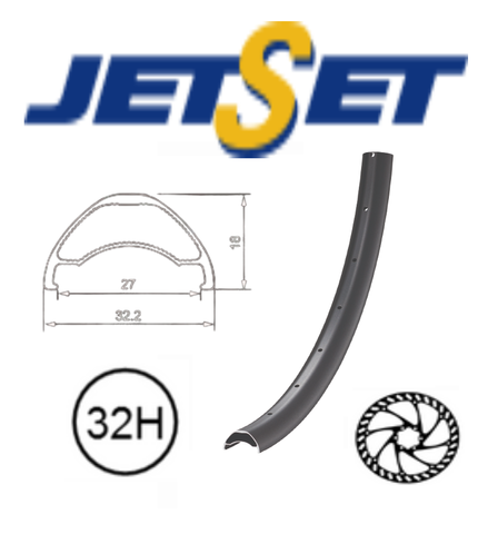 BICYCLE PARTS - A RIM 27.5/650B X 27MM - JETSET AM - 27 - 32H - (584 X 27) - PRESTA VALVE - DISC BRAKE - D/W - TUBELESS READY - BLACK - (473G) QUALITY JETSET RIM MADE IN TAIWAN