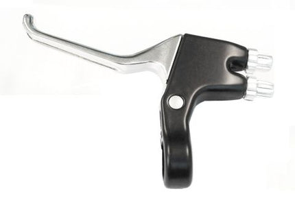BICYCLE PARTS - BRAKE LEVER - DUAL CABLE LEFT HAND BRAKE LEVER, ALLOY, DUAL TYPE, BLACK/SILVER (SOLD INDIVIDUALLY)