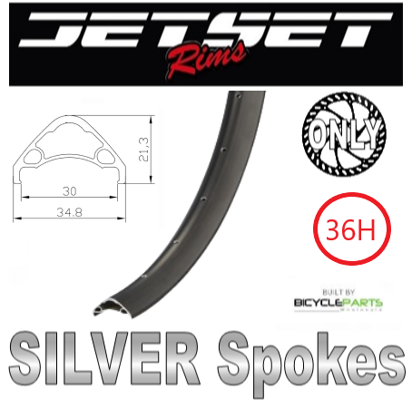 WHEEL - 29ER JETSET AE - 30 36H S/j BLACK RIM, FRONT Q/r (100MM OLD) 6 BOLT DISC SEALED NOVATEC BLACK HUB, SILVER SPOKES
