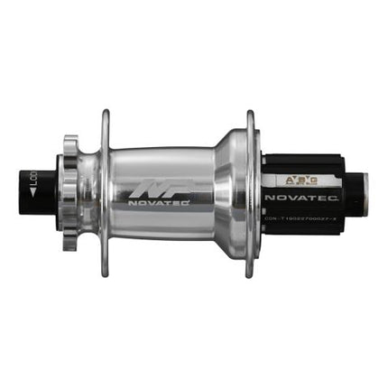 BICYCLE PARTS - A HUB, NOVATEC REAR 6 BOLT BOOST DISC SILVER 32H 12MM T/A X 148MM OLD - SEALED BEARINGS