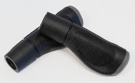 BICYCLE PARTS - GRIPS DUAL DENSITY COMFORT GRIP, ANATOMICAL, CLOSED END 128MM BLACK/GREY