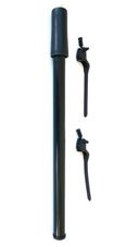 BICYCLE PARTS - A PLASTIC PUMP, A/V LARGE THREAD, BLACK, WITH CONNECTOR & CLIPS, PRO - SERIES HANG - SELL CARD