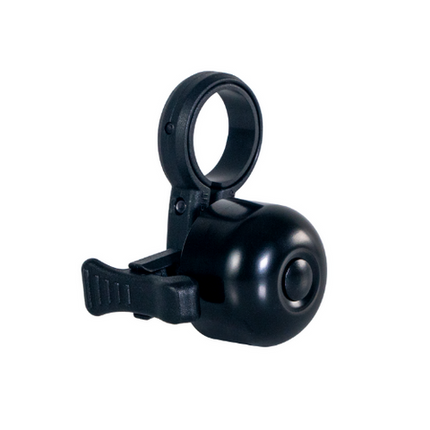 BICYCLE PARTS - `A BELL - FLICK BELL, FOR DIA 22.2 - 25.4MM H/B, MOUNT BELOW H/B, ALLOY/PLASTIC, BLACK