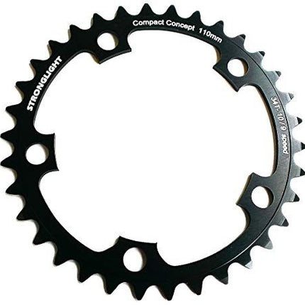 BICYCLE PARTS - CHAINRING - ROAD STRONGLIGHT , 36T, 5083 BLACK - 110MM BCD, 5 HOLE FOR 9/10 SPD