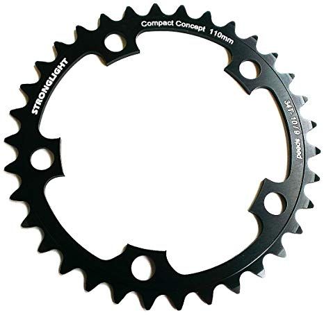 BICYCLE PARTS - CHAINRING - ROAD STRONGLIGHT , 36T, 5083 BLACK - 110MM BCD, 5 HOLE FOR 9/10 SPD