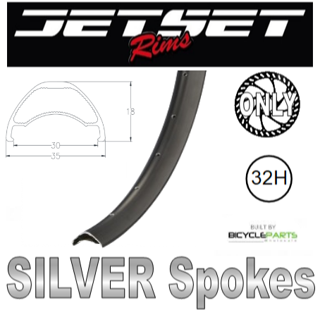 BICYCLE PARTS - WHEEL - 27.5/650B JETSET AM - 30 32H S/J BLACK RIM, FRONT DYNAMO Q/R (100MM OLD) 6 BOLT DISC SEALED SP BLACK HUB, SILVER SPOKES
