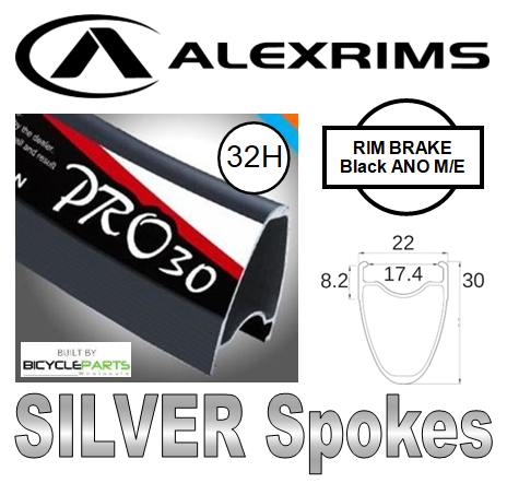 Alex Rims Alex Pro30 700c Road Bike Wheelset - Black Rim & Silver Spokes, 32H, Loose Ball Hubs, Q/r Skewers - Durable Cycling Components For Enthusias