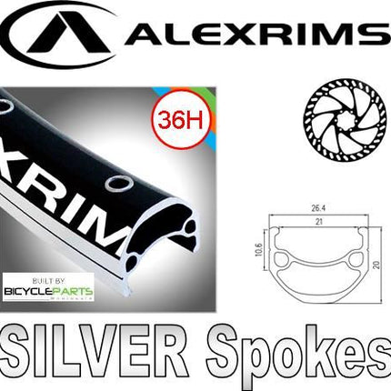 Alex Rims Alexrims 29er DM21 Bicycle Wheel Rim Black/silver 36H Eyeletted Disc Ready With Novatec Hub And Mach1 Silver Spokes