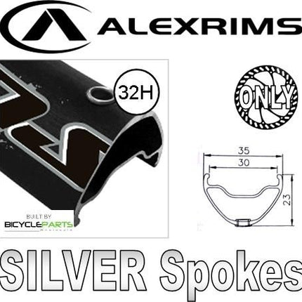 BICYCLE PARTS - WHEEL - 27.5 / 650B ALEX SUPRA 35 32H W/J BLACK RIM, FRONT 15MM T/A (110MM OLD) 6 BOLT DISC SEALED NOVATEC BOOST PINK HUB, SILVER SPOKES