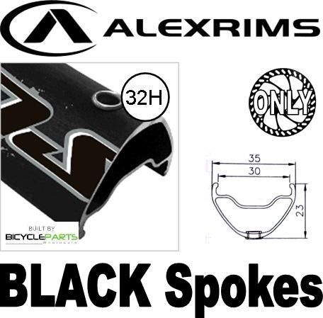 Alex Rims Supra 35 27.5" 650B Mountain Bike Front Wheel - Black Disc Brake Compatible With 32H Eyeleted Rim And Black Spokes