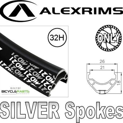 Alex Rims Alexrims MD21 26 Inch Black Aluminum Double Wall Rim With Silver Mach1 Spokes, Novatec Boost Hub For Cycling Enthusiasts